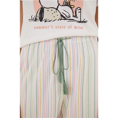 Pijama largo 100% algodón Snoopy blanco