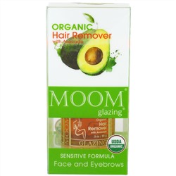 Moom, Органический набор для удаления волос, C авокадо, Для лица и бровей, 3 унции (85 г)