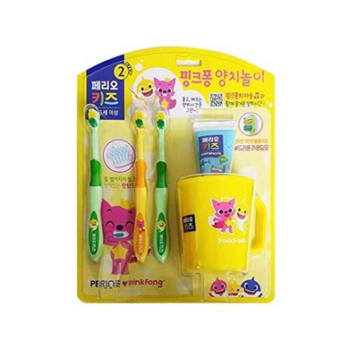 PERIOE Детский набор (зубная паста+3 щетки + стаканчик) CUTE PINKFONG TOOTHBRUSH SET FOR KIDS GIFT (toothpaste+3 toothbrash+-cup)