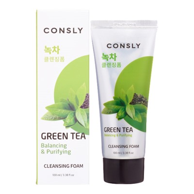 CONSLY Green Tea Balancing Creamy Cleansing Foam Балансирующая кремовая пенка для умывания с экстрактом зеленого чая 100мл