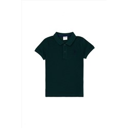 Erkek Çocuk Koyu Yeşil Basic Polo Yaka Tişört