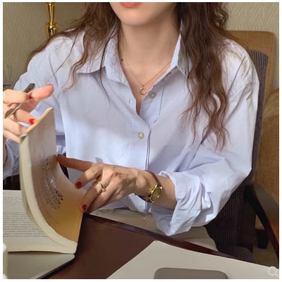 Корейская шикарная осенняя простая универсальная однобортная рубашка с лацканами