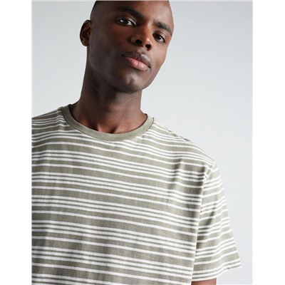Striped T-shirt, Men, Dark Green