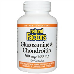 Natural Factors, Глюкозамин и хондроитин, 500 мг/400 мг, 120 капсул