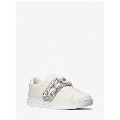 MICHAEL MICHAEL KORS Kenna Leather and Jewel Embellished Glitter Sneaker