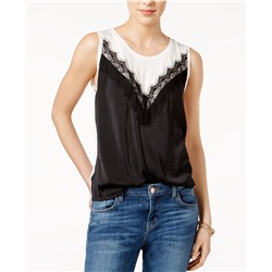 GUESS Chara Colorblocked Lace-Trim Top