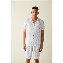 Penti Erkek Palmiye Desenli Pijama Takımı PH7GOD5523IY-WT3