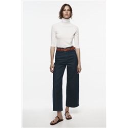 Z1975 WIDE-LEG CROPPED HIGH-WAIST BELTED JEANS