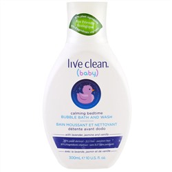 Live Clean, Baby, для успокаивающих процедур перед сном, пенящееся средство для купания, 300 мл (10 мл)
