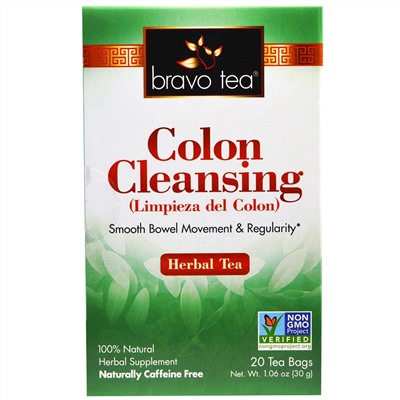 Bravo Teas & Herbs, Inc., Очистка толстой кишки, травяной чай, 20 чайных пакетиков, 1,06 унции (30 г)