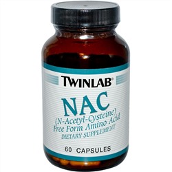 Twinlab, NAC, (N-ацетил-цистеин), 60 капсул