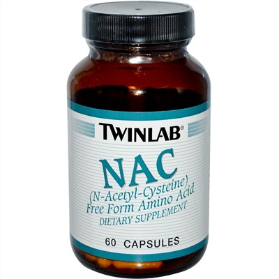 Twinlab, NAC, (N-ацетил-цистеин), 60 капсул