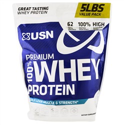 USN, 100% премиальный сывороточный протеин, шоколад, 5 фунтов (2,27 кг)