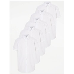 White Boys Short Sleeve School Shirt 5 Pack