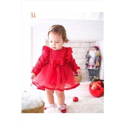 Retro Women Kız Bebek Kırmızı Güpür Detaylı Özel Gün Doğum Günü Günlük Kına Prenses Elbise tr3694132165