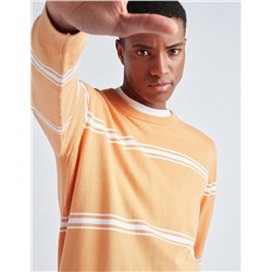 Striped Knitted Jumper, Men, Light Orange