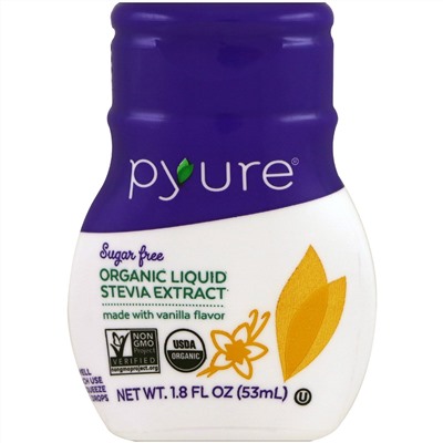 Pyure, жидкий экстракт стевии органического происхождения, со вкусом ванили, 53 мл (1,8 унции)