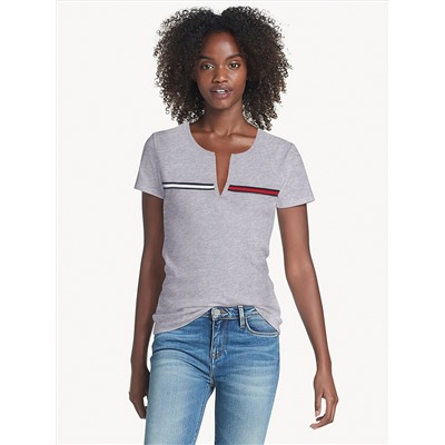 TOMMY HILFIGER ESSENTIAL SPLIT-NECK T-SHIRT