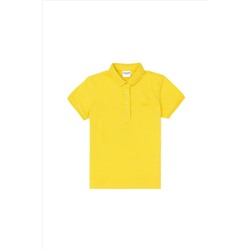 Kız Çocuk Sarı Polo Yaka Basic Tişört
