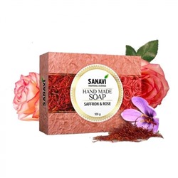 SANAVI Handmade soap saffron and rose Мыло ручной работы шафран и роза 100г