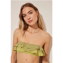 Top bikini bandeau volantes verde