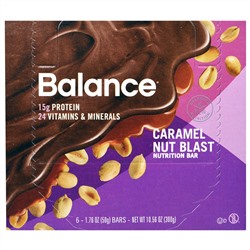 Balance Bar, Батончик Здорового Питания, Карамель с Орехом, 6 батончиков, 1,76 унции (50 г) каждый