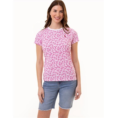 ALL OVER FLORAL PRINT CREW NECK T-SHIRT