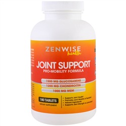 Zenwise Health, Поддержка суставов, состав для подвижности с глюкозамином, хондроитином и метилсульфонилметаном, 180 таблеток