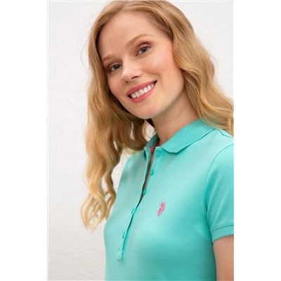 Kadın Mint Basic Polo Yaka Tişört