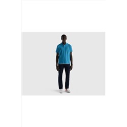 United Colors of Benetton Erkek Havacı Mavi Regular Fit Kısa Kollu Polo Tshirt 123P3089J3179-1Y3
