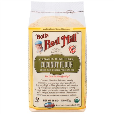 Bob's Red Mill, Органическая кокосовая мука с высоким содержанием клетчатки, не содержит глютена, 16 унции (453 г)