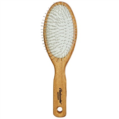 Fuchs Brushes, Расческа для волос Ambassador, овальная, деревянная, со стальными зубчиками, 1 штука