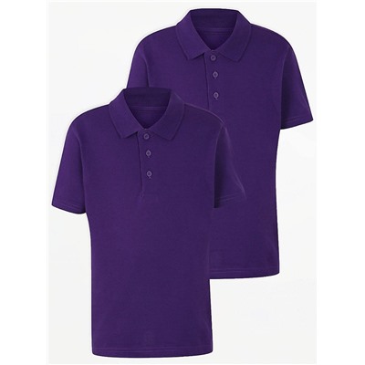 Plum Short Sleeve School Polo Shirts 2 Pack