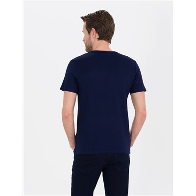 Lacivert Slim Fit Basic Tişört