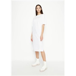 Organic jersey cotton all over logo knitted midi dress