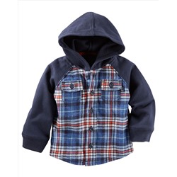 Flannel & French Terry Hooded Shirt Jacket