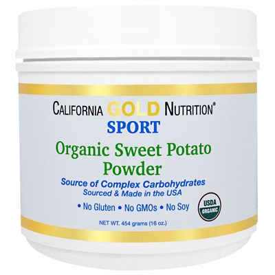 California Gold Nutrition, CGN, Порошок органического сладкого картофеля, без глютена, 16 унций (454 г)