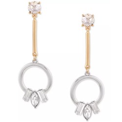 GUESS Two-Tone Crystal Circle Drop Earrings