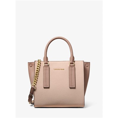 MICHAEL MICHAEL KORS Alessa Small Color-Block Pebbled Leather Satchel