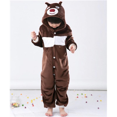 Пижама Кигуруми Медведь коричневый детская . Размер 140 .