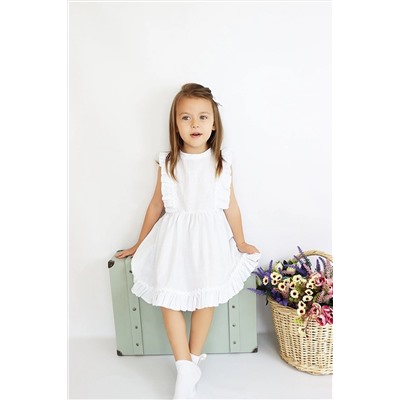 Parla Kids Kız Çocuk Eloise Keten Kolsuz Fırfırlı Dantel Detaylı Elbise Toka Takım ELB-0084