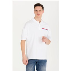 Erkek Beyaz Oversize Polo Yaka Tişört