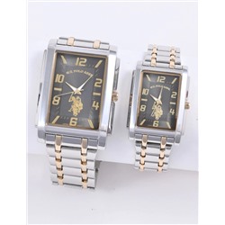 HIS AND HERS BLACK AND GOLD TWO TONE WATCH SET