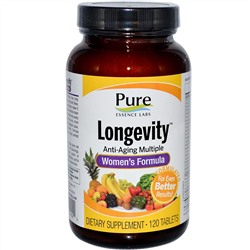 Pure Essence, Longevity, анти-возрастные мультивитамины для женщин 120 таблеток