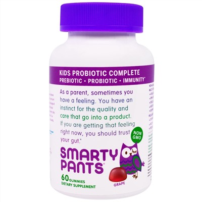 SmartyPants, Complete, Детский Пробиотик, Виноград, 60 конфет