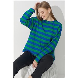 Siyah İnci Yeşil-mavi Çizgili Eşofman-sweatshirt Takım 7619