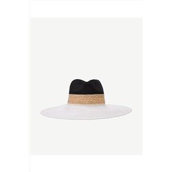 Yargıcı Siyah Beyaz Hasır Şapka 23YKSP6015