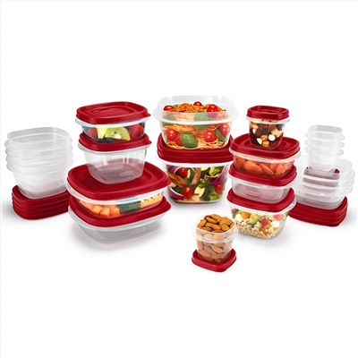 Rubbermaid Easy Find Vented Lids Food Storage Containers, Set of 21 (42 Pieces Total), Racer Red
