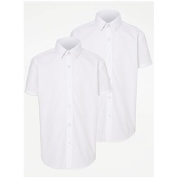 White Boys Regular Fit Short Sleeve School Shirt 2 Pack