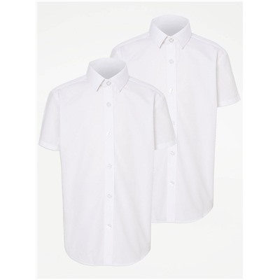 Boys Regular Fit Short Sleeve School Shirt 2 Pack